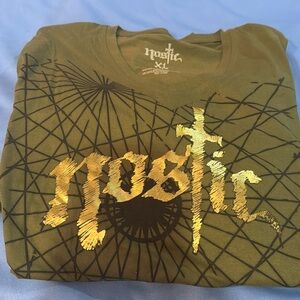 NWT NOSTIC Sz XL Long Sleeve T Shirt Army Green Olive Graphic Print Tee Z51